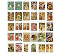 Juego de 30 tarjetas postales de Alphonse Mucha, paquete variado de pinturas, 10 x 15 cm