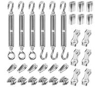 Juego de 30 tensores M4, tensor de cuerda de alambre de 3 mm con tensor de acero inoxidable M4, abrazadera de cable de alambre de 3 mm de acero inoxidable, 3 mm y abrazadera de presión de aluminio de