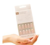 Juego de 30 uñas postizas acrílicas a presión, con punta francesa, para mujeres y niñas
