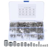 Juego de 300 tornillos prisioneros, tornillos hexagonales M2.5, M3, M4, M5, M6, M8 para tirador de puerta, pomo de puerta, soporte (plateado)