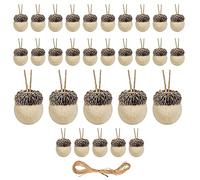 Juego de 31 adornos de bellota de fieltro para Acción de Gracias, Navidad, bolas de bellota de fieltro con cuerda de 32.8 pies, bolas de fieltro con pompones, bellotas, adornos colgantes