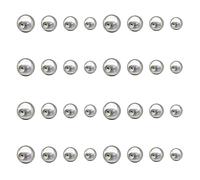 Juego de 32 Piercings de Acero Quirúrgico - Bolas de 1,2 mm, de Rosca de 3 mm, 4 mm, 5 mm, 6 mm para Lengua, Ombligo, Nariz, Labio, Cejas