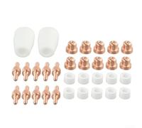 Juego de 32 piezas consumibles para cortador de plasma PT31 para modelos CUT 30 40 50, incluyendo boquillas de cobre, electrodos y anillos de loza para un mejor rendimiento