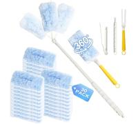 Juego de 32 Piezas de Polvo Azul para Swiffer Plumero atrapapolvo (30 paños + 1 Mango Largo + 1 Mango Corto), para Swiffer Duster 360° de Pelo de Mascotas/Polvo/alérgenos para swiffer recambios