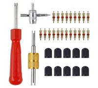 Juego de 33 herramientas de extracción de válvulas de neumáticos de coche, kit de reparación de válvula de neumático, removedor de núcleo de válvula de doble y de una sola cabeza, herramienta de