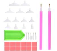 Juego de 33 herramientas de pintura de diamantes,2 bolígrafos de arte de diamantes de resina con bandeja de puntas de arcilla,lápiz capacitivo 5D, accesorios de manualidades para decoración de bordado