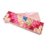 Juego de 33 piezas de jabón de baño con aroma floral, pétalos de rosa, aceite esencial de plantas JIALEEY para regalo para mujeres, niñas, mamá, día de San Valentín, caja de regalo rosa