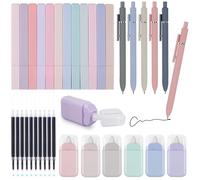 Juego de 33 rotuladores fluorescentes pastel: 12 rotuladores esthetic, 5 bolígrafos de gel con tinta negra con 10 minas de repuesto incluidas y 6 cintas correctoras, material escolar para diario