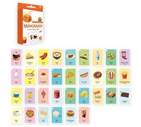 Juego de 33 tarjetas educativas bilingües para aprender idiomas e inglés, inglés indonesio