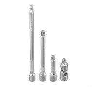 Juego de 34 barras de extensión de enchufe de 1/4 con sección central antideslizante y chapado en cromo pulido espejo para uso en taller (4 piezas)