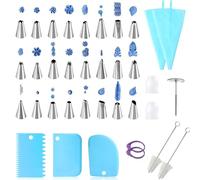 Juego de 34 boquillas de acero inoxidable, acoplador, bolsas de glaseado reutilizables, decoración de uñas, cepillo de limpieza y raspadores de masa para pasteles, pasteles y cupcakes