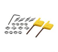Juego de 35 cortadores de carburo con tornillos y destornillador, puntas de repuesto para herramientas de torneado de torno de madera, 11 mm, cuadrado, 12 mm, 8,9 mm, redondo, sólido S