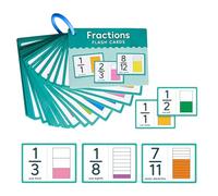 Juego de 35 tarjetas educativas, práctica herramienta de aprendizaje, atractivo recurso de aprendizaje de matemáticas, juego de ejercicios de fracción de números, resistente, resistente a desgarros