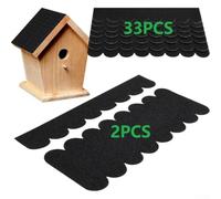 Juego de 35 tejas de fieltro negras para casa de pájaros, juego de tejas autoadhesivas con cubiertas de cresta, tela no tejida para caja de anidación, conejera, perrera, uso al aire libre