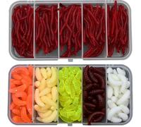 Juego de 350 lombrices artificiales para pesca de trucha, juego de 150 gusanos de la harina y gusanos de la harina, ideal para pesca de truchas, 150 gusanos de la harina + 200 pequeñas lombrices de