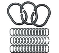 Juego de 36 Anillos de Cortina de Ducha, 4,6 x 2,9 cm, Color Negro, diámetro Interior para Barras de Cortina de Ducha y Barras de ángulo de Ducha, Anillos de Ducha de plástico Resistente, Anillos