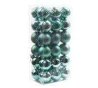 Juego de 36 bolas para árbol de Navidad, adornos de plástico inastillables con varios colores y estilos para decoraciones navideñas, coronas y guirnaldas