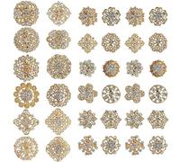 Juego de 36 broches dorados con diamantes de imitación para bodas, manualidades, decoración de fiestas, incluye pines pequeños y grandes