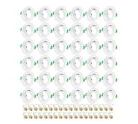 Juego de 36 focos empotrables LED GU10, marco orientable blanco de 68 mm, luz blanca, incluye casquillo GU10. Perfectos para iluminación moderna y ajustable en techos.