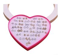 Juego de 36 pares de aretes de corazón pequeños de resina rosa, aretes de aro para cartílago para el día de la madre, 1 cm, 0.5-1cm, Resina Hecho de resina plástica ligera para un uso cómodo durante