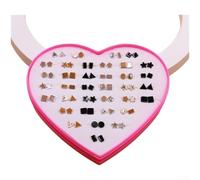Juego de 36 pares de aretes de corazón pequeños de resina rosa, aretes de aro para cartílago para el día de la madre, 1 cm, 0.5-1cm, Resina Hecho de resina plástica ligera para un uso cómodo durante