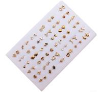 Juego de 36 pares de mini aretes de plástico, estilos mixtos, con pegamento, plata, oro, negro, blanco, color UV, resina ligera, joyería de moda para mujer, uso diario, accesorios bonitos (B)