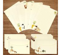 Juego de 36 piezas de papel de escritura y sobres, diseño cálido y lindo con temática de gato, para invitaciones, decoraciones de regalo, fiestas de vacaciones, 24 papeles de papelería forrados con 12