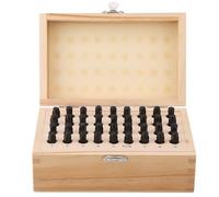 Juego de 36 punzones de acero de 4 mm, herramienta de punzonado de letras y números en metal, set de troqueles del alfabeto en acero al carbono con caja de madera para trabajos