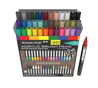 Juego de 36 rotuladores de pintura acrílica con punta de pincel flexible, línea de 1 a 7 mm, para pintura de roca, letras con pincel, álbumes de recortes, vidrio, tazas, madera, metal, lienzo, tela,