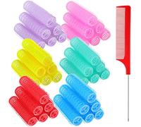 Juego de 36 rulos de nailon para el pelo, pequeños rizadores de autoagarre, para peluquería, bricolaje, cola de rata, herramientas para mujeres y niñas, estilistas, bodas, sin calor (0.6 x 2.4