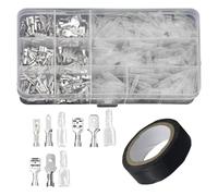 Juego de 360 terminales de cable, conectores planos, 2,8 mm, 4,8 mm, 6,3 mm, conector plano macho y hembra, conector de cable con manguito aislante, conector de crimpado eléctrico con 1 rollo de cinta