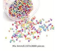 Juego de 3600 Piezas de Cuentas Acrílicas de 4mm Inspiradas en Macarons - Cuentas Redondas Coloridas de Arroz para Hacer Joyería DIY, Pulseras y Aretes
