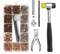 Juego de 360remach Nizirioo: 3 colores, remaches de doble tapa para cuero, 3 tamaños, juego huecos con martillo goma, botones presión con pinzas