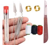 Juego de 37 herramientas de costura, desgarrador de costuras, enhebrador de agujas y agujas de coser a mano, kit de agujas e hilos, juego de manualidades portátil hecho a mano, kit de trabajo para