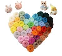 Juego de 38 lana de fieltro, 114 g, lana de cuento de hadas para fieltro húmedo y fieltro seco, de lana de oveja, fieltro seco para fieltro, manualidades y punto, proyectos de manualidades