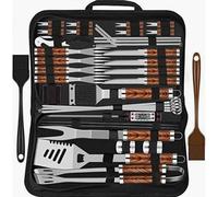 Juego de 38 utensilios de acero inoxidable para barbacoa, estuche de alta calidad con alfombrilla para parrilla, ideal para jardín y camping