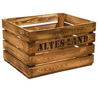 Juego de 3Massive Fruta (Manzana Caja Vino Caja de Madera Multiusos + + + 49x 42x 31cm - GEFLAMMT MIT AUFSCHRIFT ALTES Land