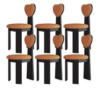 Juego de 4/2/6 sillas de comedor modernas de madera maciza de mediados de siglo con cojines de cuero y respaldos de amor para cocina, comedor, sala de estar, dormitorio, estudio (negro y naranja)