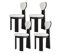Juego de 4/2/6 sillas de comedor modernas de madera maciza de mediados de siglo con cojines de cuero y respaldos de amor, perfectas para comedor, dormitorio, sala de estar y sala de estudio (negro y