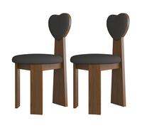 Juego de 4/2/6 sillas de comedor modernas de madera maciza de mediados de siglo con cojines de cuero y respaldos de amor, perfectas para comedor, sala de estar, dormitorio, sala de estudio (negro y