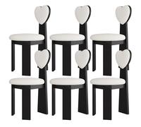 Juego de 4/2/6 sillas de comedor modernas de madera maciza de mediados de siglo con cojines de cuero y respaldos de amor, elegante cocina, comedor, dormitorio, sala de estar, muebles de sala de