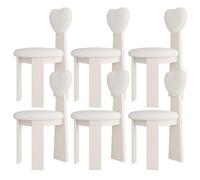 Juego de 4/2/6 sillas de comedor modernas de madera maciza de mediados de siglo con cojines de cuero y respaldos de amor, muebles elegantes para cocina, comedor, sala de estar, dormitorio, estudio