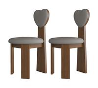 Juego de 4/2/6 sillas de comedor modernas de madera maciza de mediados de siglo con cojines de cuero y respaldos de amor para cocina, comedor, sala de estar, dormitorio, estudio, nogal y gris oscuro