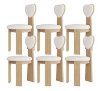 Juego de 4/2/6 sillas de comedor modernas de madera maciza de mediados de siglo con cojines de cuero y respaldos de amor para cocina, comedor, sala de estar, dormitorio, estudio, elegante acabado