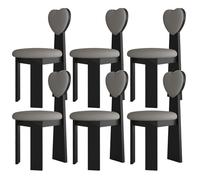 Juego de 4/6 sillas de comedor modernas de madera maciza de mediados de siglo con cojines de cuero, respaldos de amor, elegantes para cocina, comedor, dormitorio, sala de estar, sala de estudio (negro