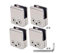 Juego de 4 abrazaderas de vidrio NUZAMAS adecuadas para paneles de vidrio de 8-10 mm, acero inoxidable Acabado satinado 304, Frente cuadrado, Parte posterior plana,Piscina