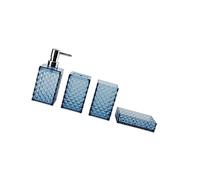 Juego de 4 accesorios de baño con patrón de cuadrícula de diamantes, organizadores resistentes a roturas para tinas de tocador, área translúcida de almacenamiento de baño