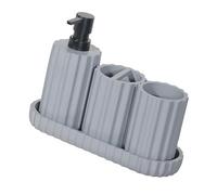 Juego de 4 accesorios de baño con soporte para cepillo de dientes, bandeja dispensadora de jabón para hogares modernos, granjas, decoración de baño, accesorios de resina