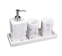 Juego de 4 accesorios de baño, juego de regalo creativo de resina, accesorio de baño de lujo con vaso para cepillo de dientes, dispensador de jabón, bandeja, para el hogar, apartamento, dormitorio