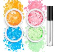 Juego de 4 accesorios de cuerpo de fantasía con lentejuelas irregulares para maquillaje de ojos
